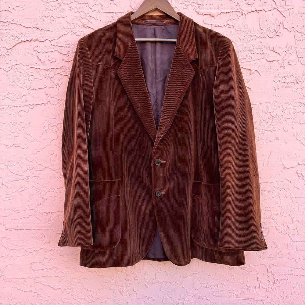 Vintage Members Only Corduroy Sport Coat Blazer Brown Mens Size 44 Flaw